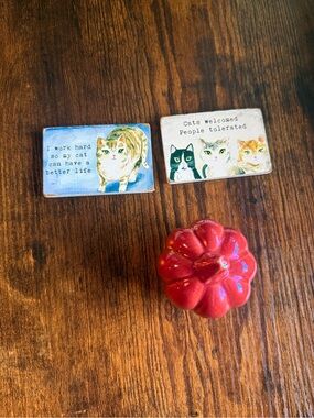 Cat magnets and ceramic pumpkin